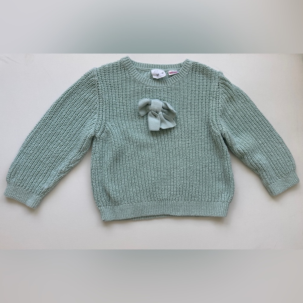Zara girl’s | Mint Green Knit Sweater with Bow. | Size 2-3T.